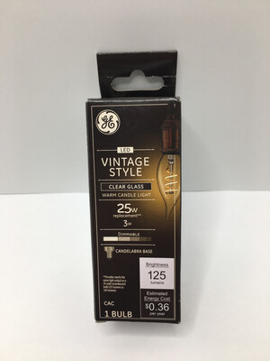GE Vintage Style Us Warm Candle Light 25w Replacement 3w 1 Bulb