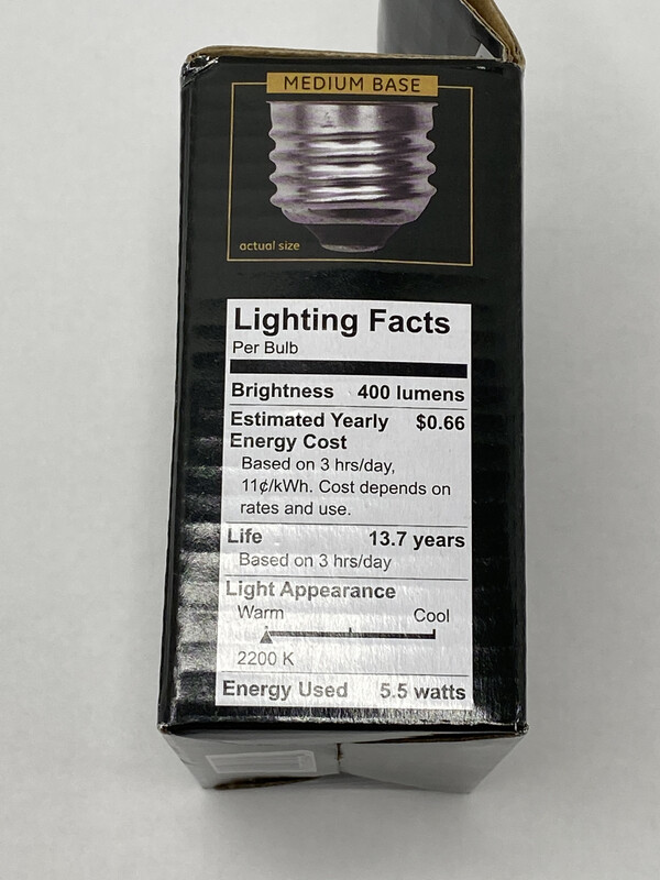 GE LED Vintage Style Amber Glass Warm Candle Light 60w Replacement 2 Bulbs