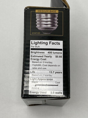 GE LED Vintage Style Amber Glass Warm Candle Light 60w Replacement 2 Bulbs