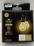 GE LED Vintage Style Amber Glass Warm Candle Light 60w Replacement 2 Bulbs