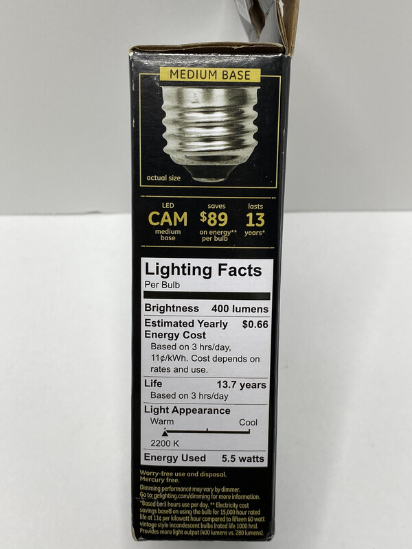 GE LED Vintage Style Amber Glass Warm Candle Light 60W Replacement 5.5w 2 Bulbs