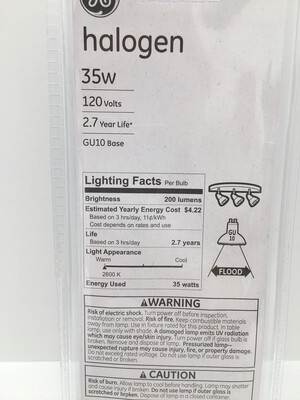 GE Halogen Indoor Floodlight 35w GU10 200 Lumens 3 Bulbs