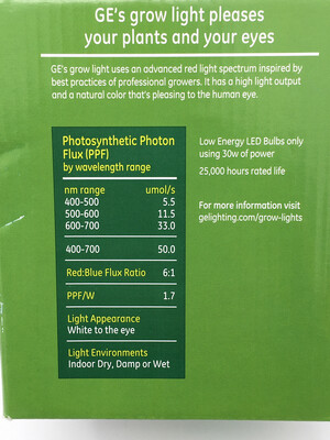 GE LED Grow Light PAR38 Medium Base 30w Non-Dimmable 50 Micromoles Per Second 1 Bulb