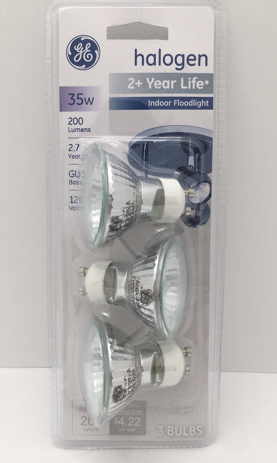 GE Halogen Indoor Floodlight 35w GU10 200 Lumens 3 Bulbs
