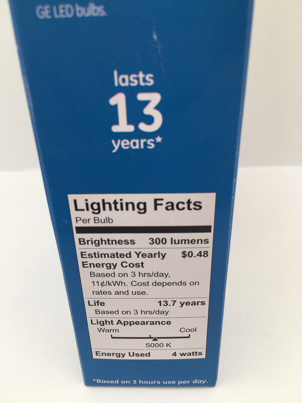 GE Lighting 45653 4 Watt E12 Cac Clear Daylight Led Dimmable Refresh Hd Light Bulbs 4 Count