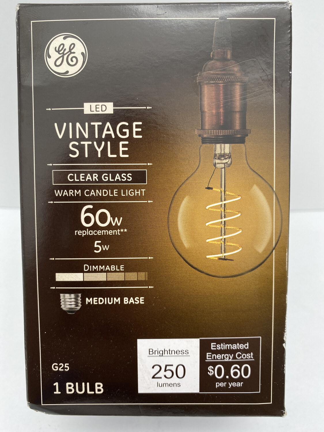 GE Vintage G25 Globe Spiral LED Light Bulb - Clear
