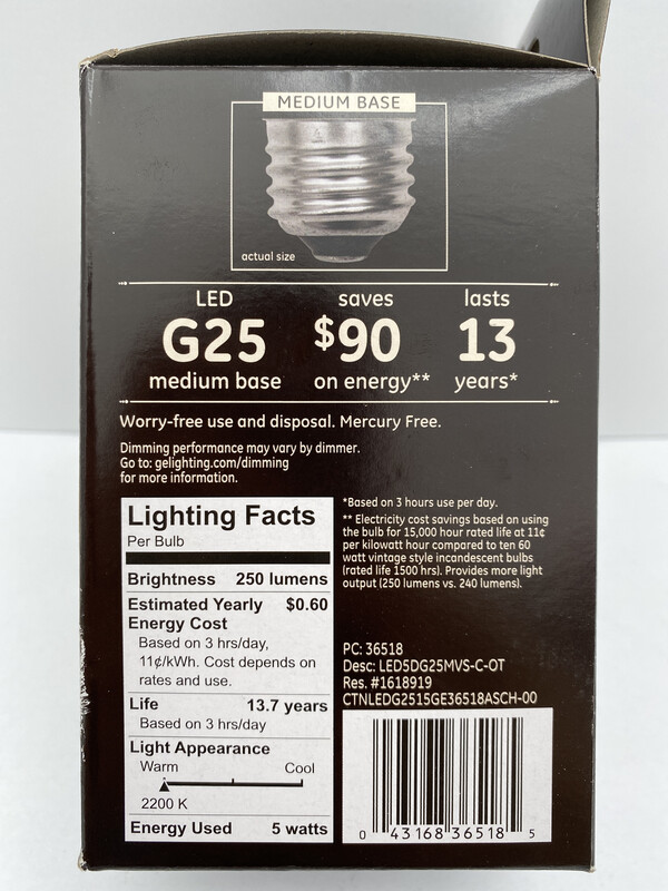 GE Vintage G25 Globe Spiral LED Light Bulb - Clear