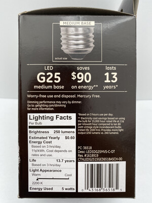 GE Vintage G25 Globe Spiral LED Light Bulb - Clear