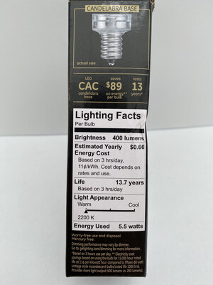 GE Lighting Vintage Amber Glass 60W Replacement LED Light Bulbs, Bent Tip, 2-Pack, Warm Candle, Dimmable Chandelier Light Bulbs, Candelabra Base
