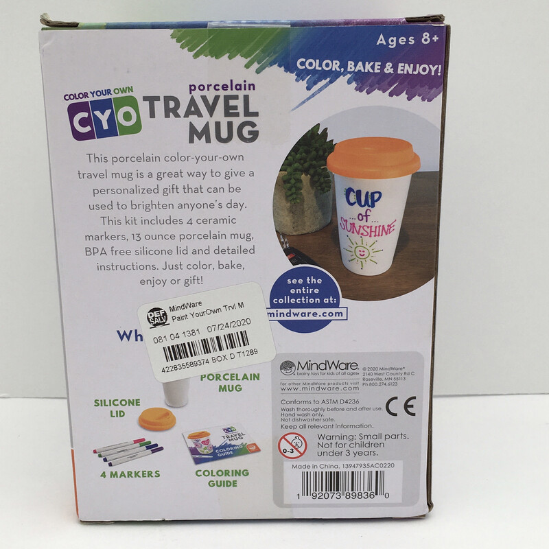 MindWare Paint Your Own Porcelain Travel Mug PYO