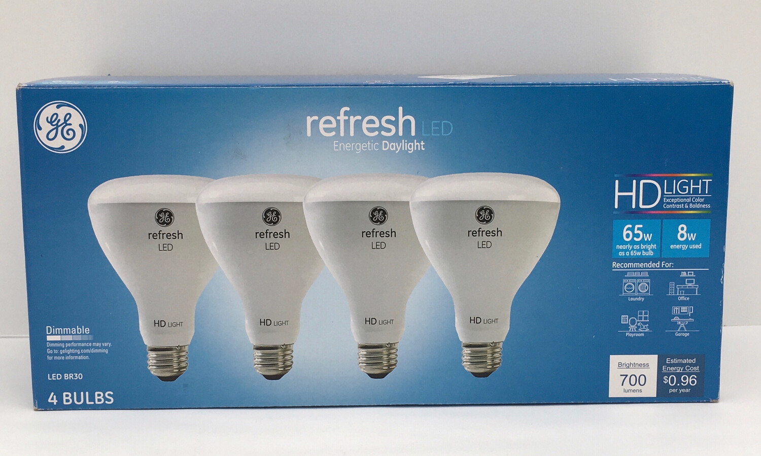General Electric 4pk Ca Refresh LED Light Bulb Dl BR30 Reflector Dimming