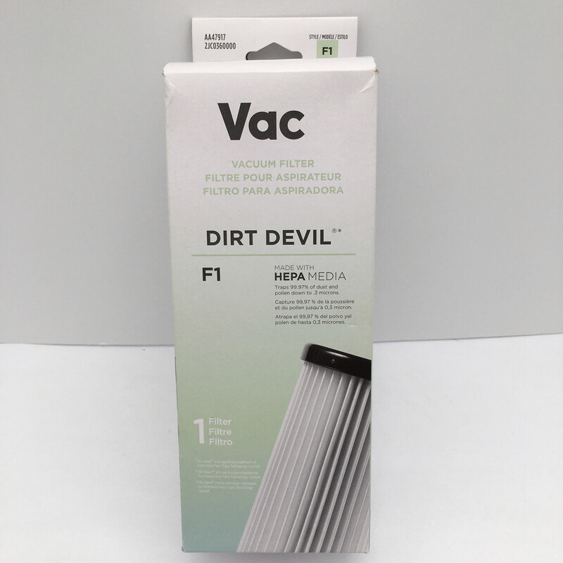 Vac Dirt Devil Type F1 Vacuum Cleaner Filter With HEPA Media For Bagless Uprights