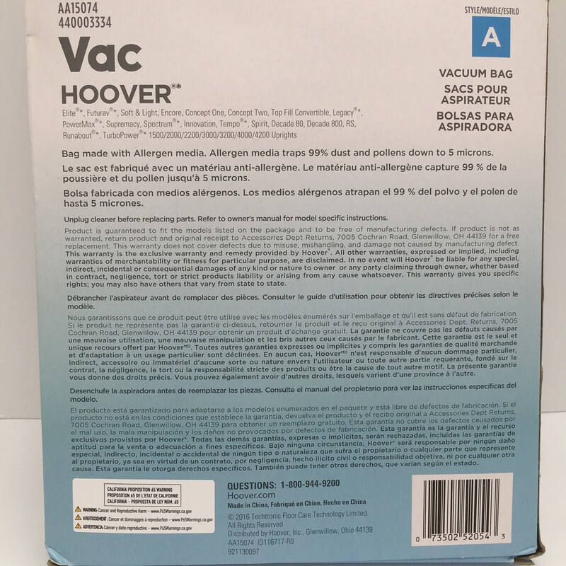 Vac Hoover Type A Vacuum Bag