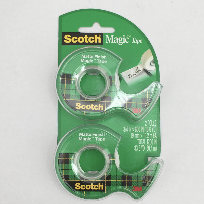 Scotch Tape 2-Pk Magic Tape Dispensers - Clear - 3/4&quot; x 600&quot; Total 1,200in