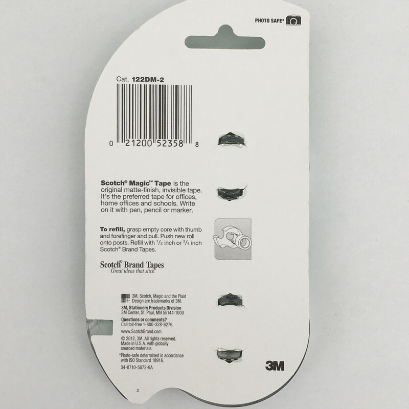 Scotch Tape 2-Pk Magic Tape Dispensers - Clear - 3/4" x 600" Total 1,200in