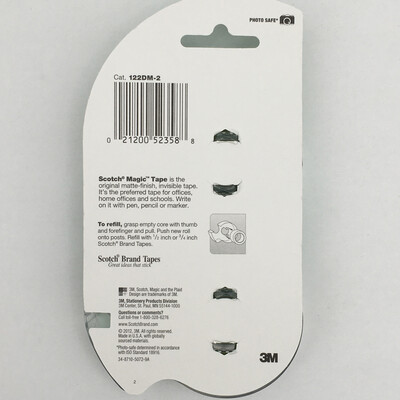 Scotch Tape 2-Pk Magic Tape Dispensers - Clear - 3/4" x 600" Total 1,200in