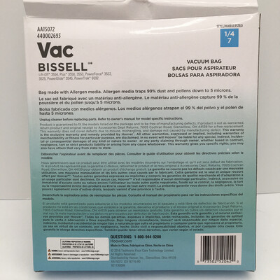 Vac Bissell Type 7 Allergen Vacuum Bag