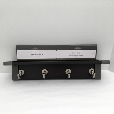 18&quot; Hennepin Hook Rack with Ledge - Black/Nickel - Threshold