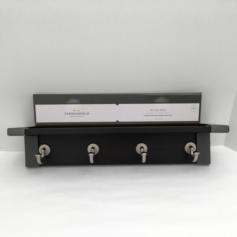 18&quot; Hennepin Hook Rack with Ledge - Black/Nickel - Threshold