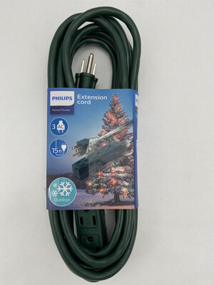 Philips 15&#39; 3-Outlet Grounded Extension Cord Outdoor Green