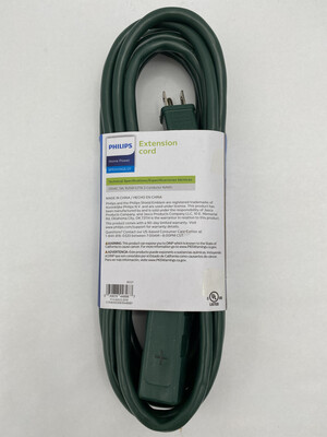 Philips 15' 3-Outlet Grounded Extension Cord Outdoor Green