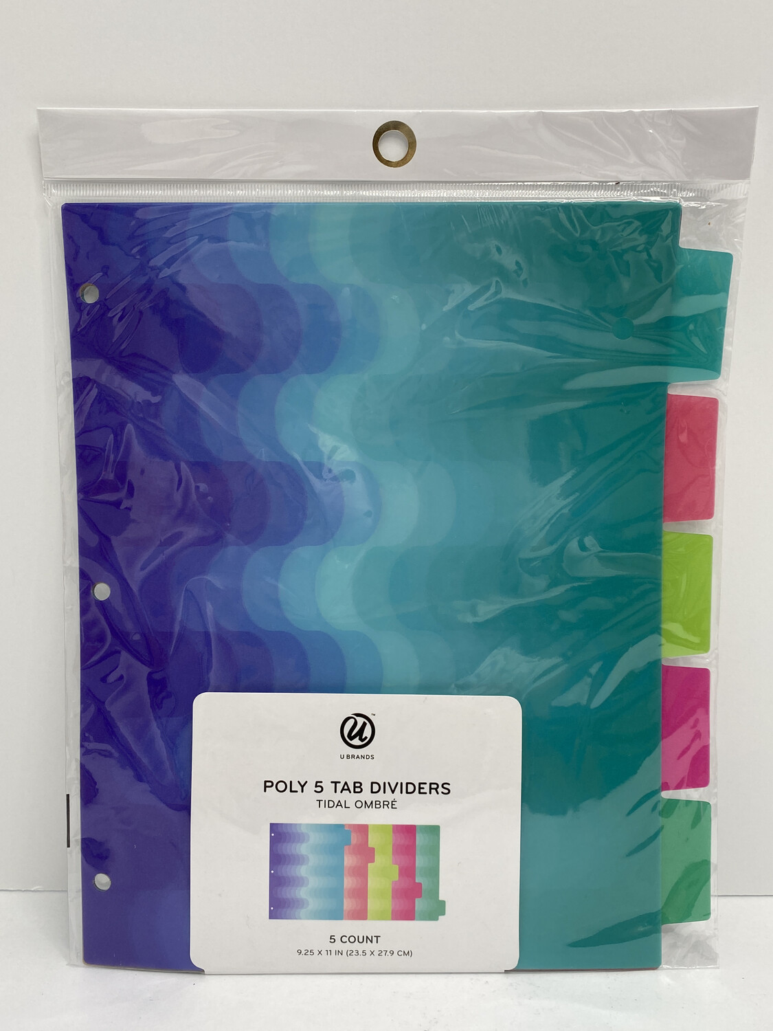 U-Brands 5ct Patterned Poly Tab Dividers - Tidal Ombre