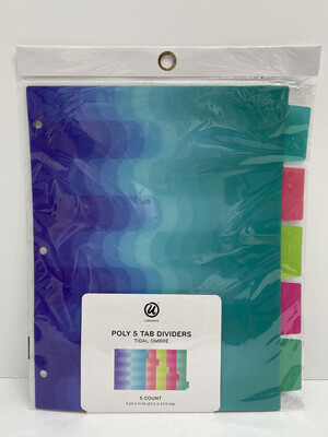 U-Brands 5ct Patterned Poly Tab Dividers - Tidal Ombre