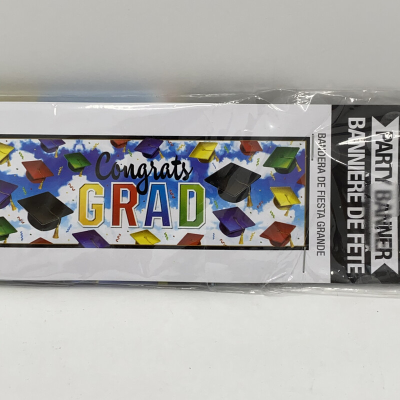 Congrats Grad Graduation Celebration Giant Party Banner 20in X 60in