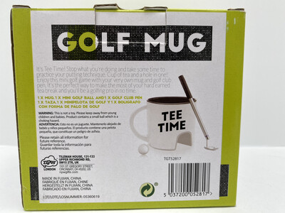 Tee Time Golf Mug - With Mini Golf Ball &amp; Mini Golf Club Pen