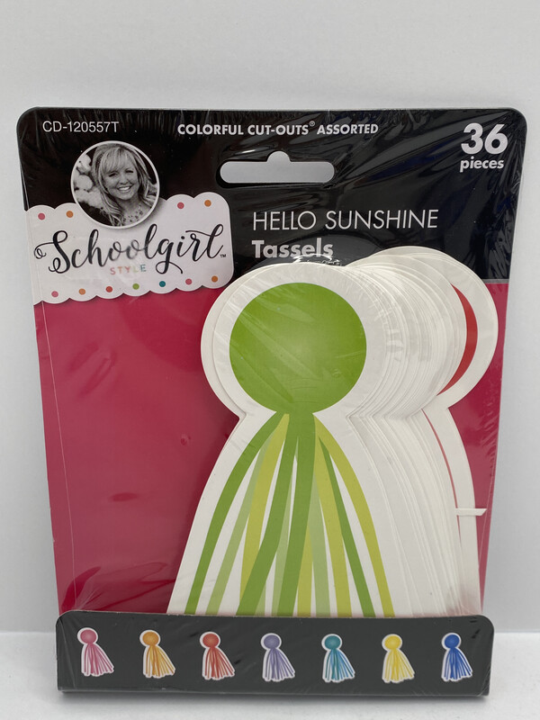 Schoolgirl Style 36pc Hello Sunshine - Tassels Colorful Cut-Outs 6&quot; x 3.5&quot;
