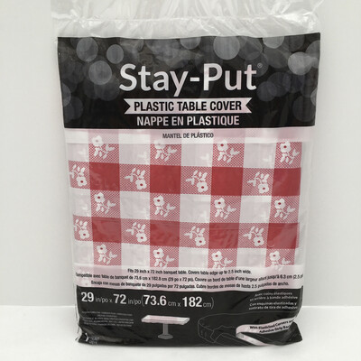 Stay Put Tablecover Red Gingham, 29&quot; x 72&quot;