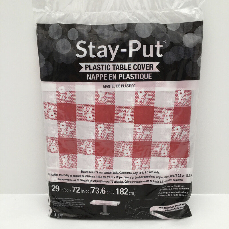 Stay Put Tablecover Red Gingham, 29&quot; x 72&quot;