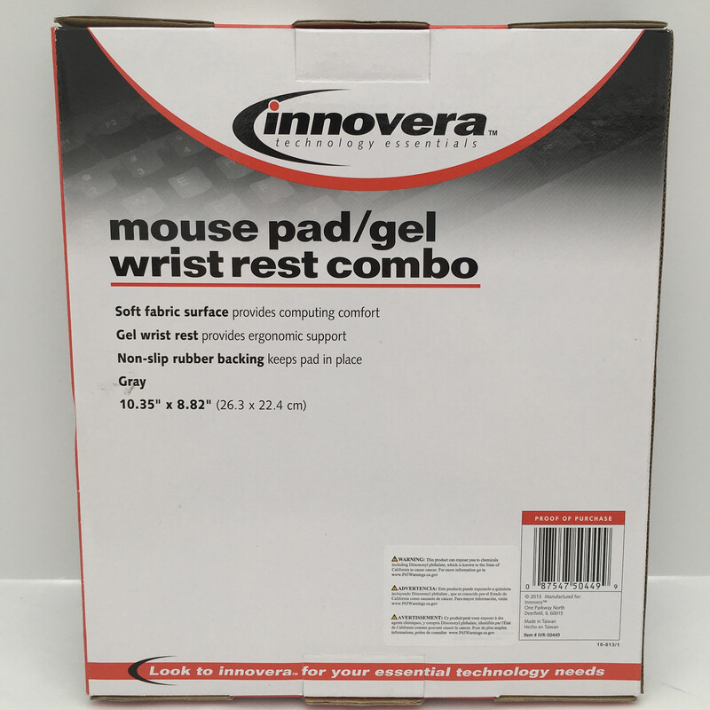 Innovera Mouse Pad w/Gel Wrist Pad Nonskid Base - Gray - 10-3/8 x 8-7/8
