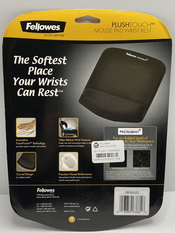 Fellowes PlushTouch Mouse Pad Wrist Rest - Graphite