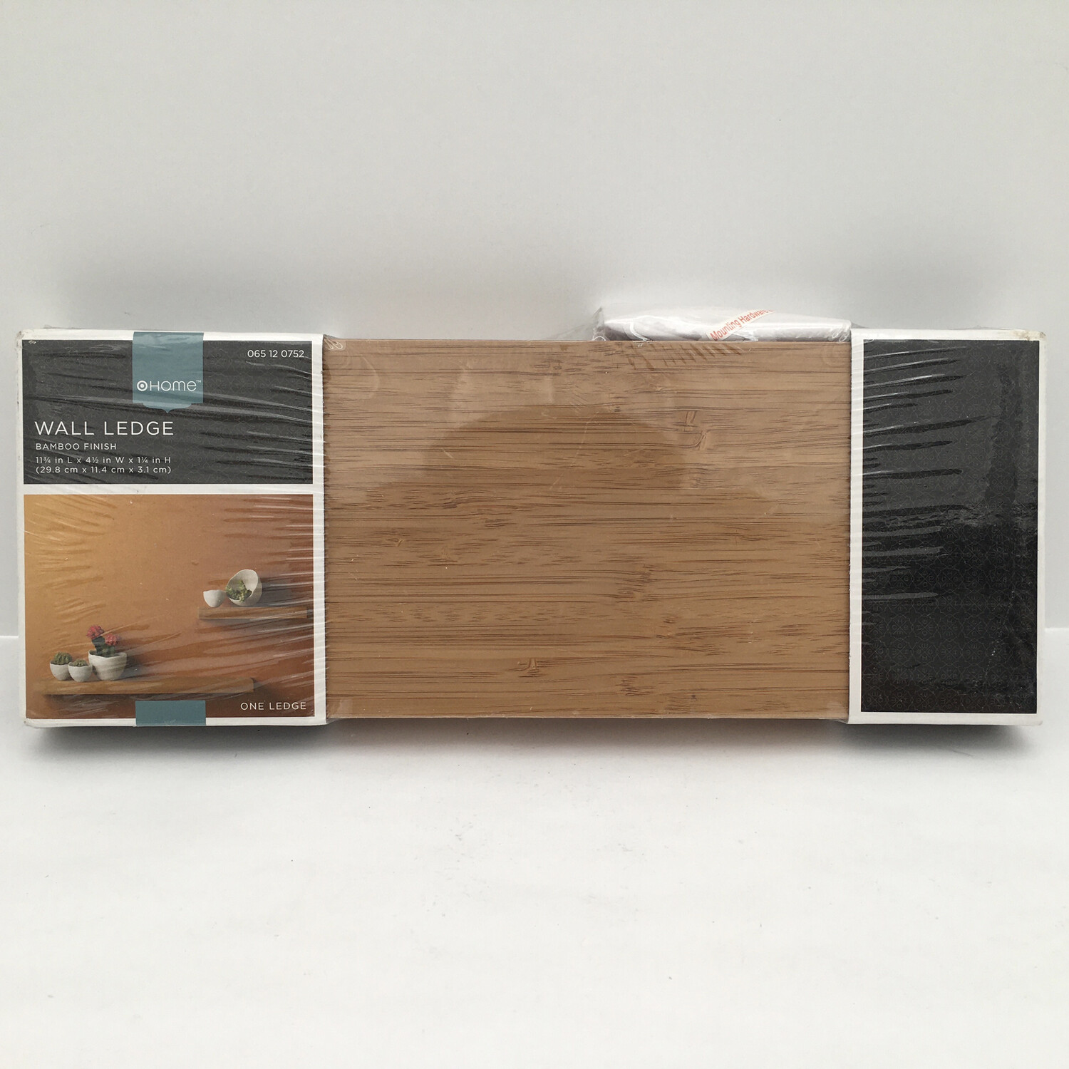 Home Wall Ledge Shelf Bamboo Finish 11 3/4in L x 4 1/2in W x 1 1/4in H