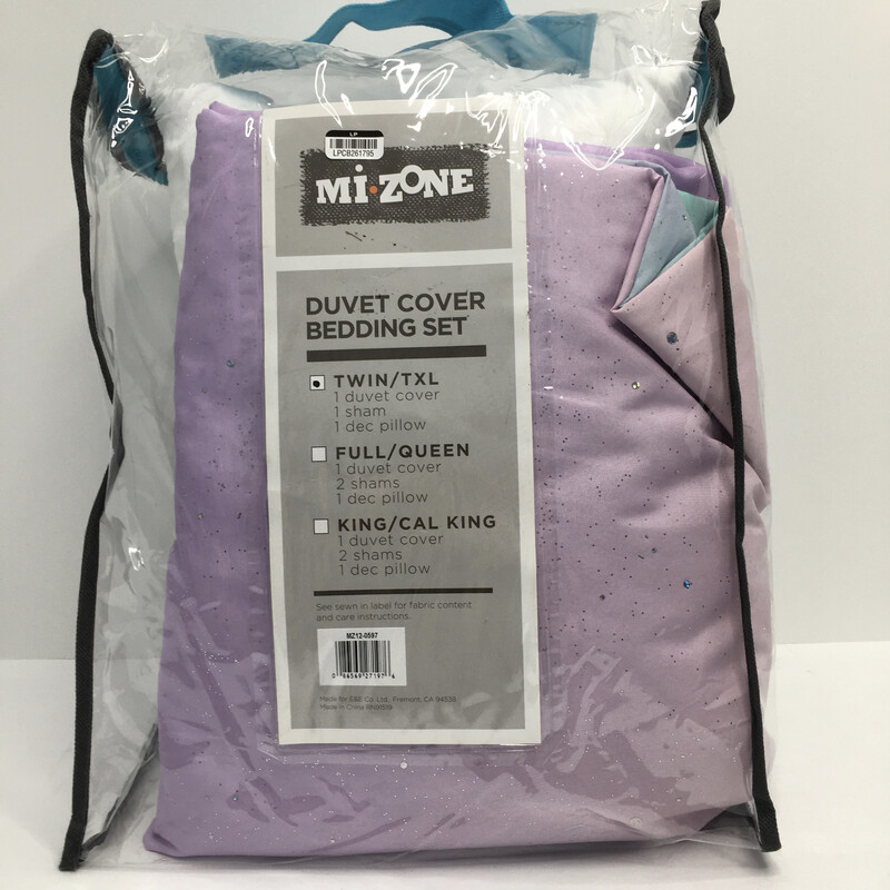 MI ZONE Twin Metallic Glitter Printed Reversible Duvet Cover Set MZ12-0597