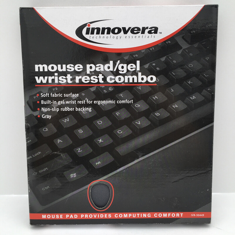 Innovera Mouse Pad w/Gel Wrist Pad Nonskid Base - Gray - 10-3/8 x 8-7/8