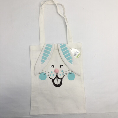 Easter Bunny Canvas Tote Bag Boys Easter Egg Hunt Bag 10in x 12in Buy 4 or More Only $1.25 each.