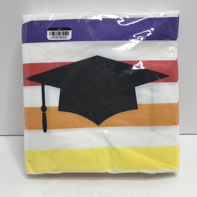40ct Graduation Striped Lunch Napkin - Spritz