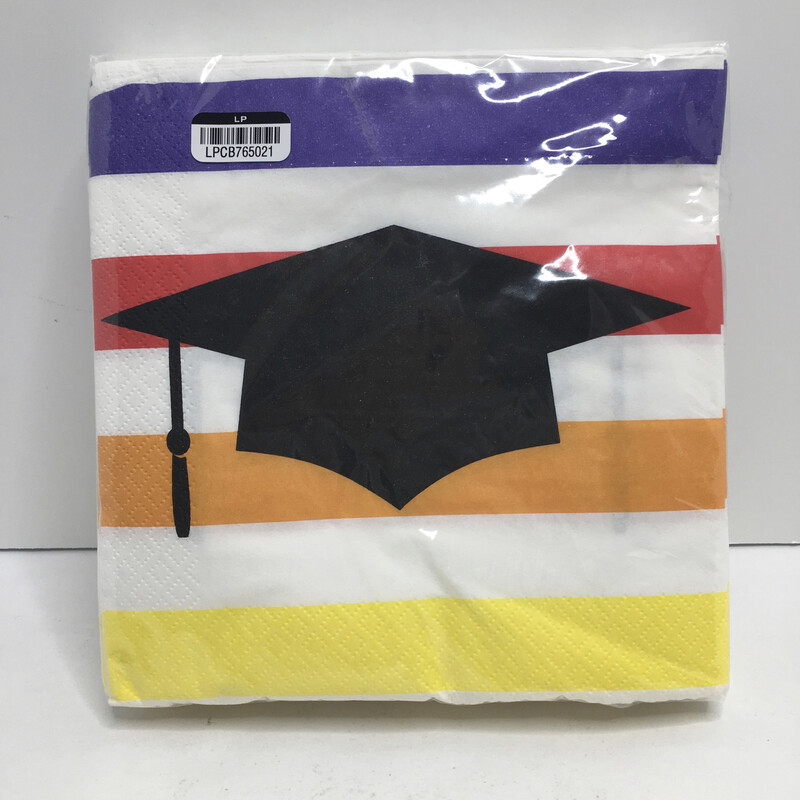 40ct Graduation Striped Lunch Napkin - Spritz
