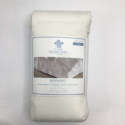 White Embroidered Bed Skirt (Full) - Simply Shabby Chic