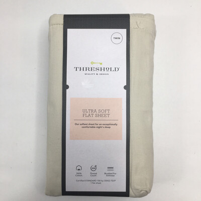 Threshold 300 Thread Count Ultra Soft Flat Sheet Twin, Flat Chalk