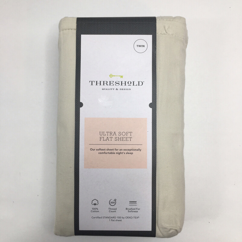 Threshold 300 Thread Count Ultra Soft Flat Sheet Twin, Flat Chalk