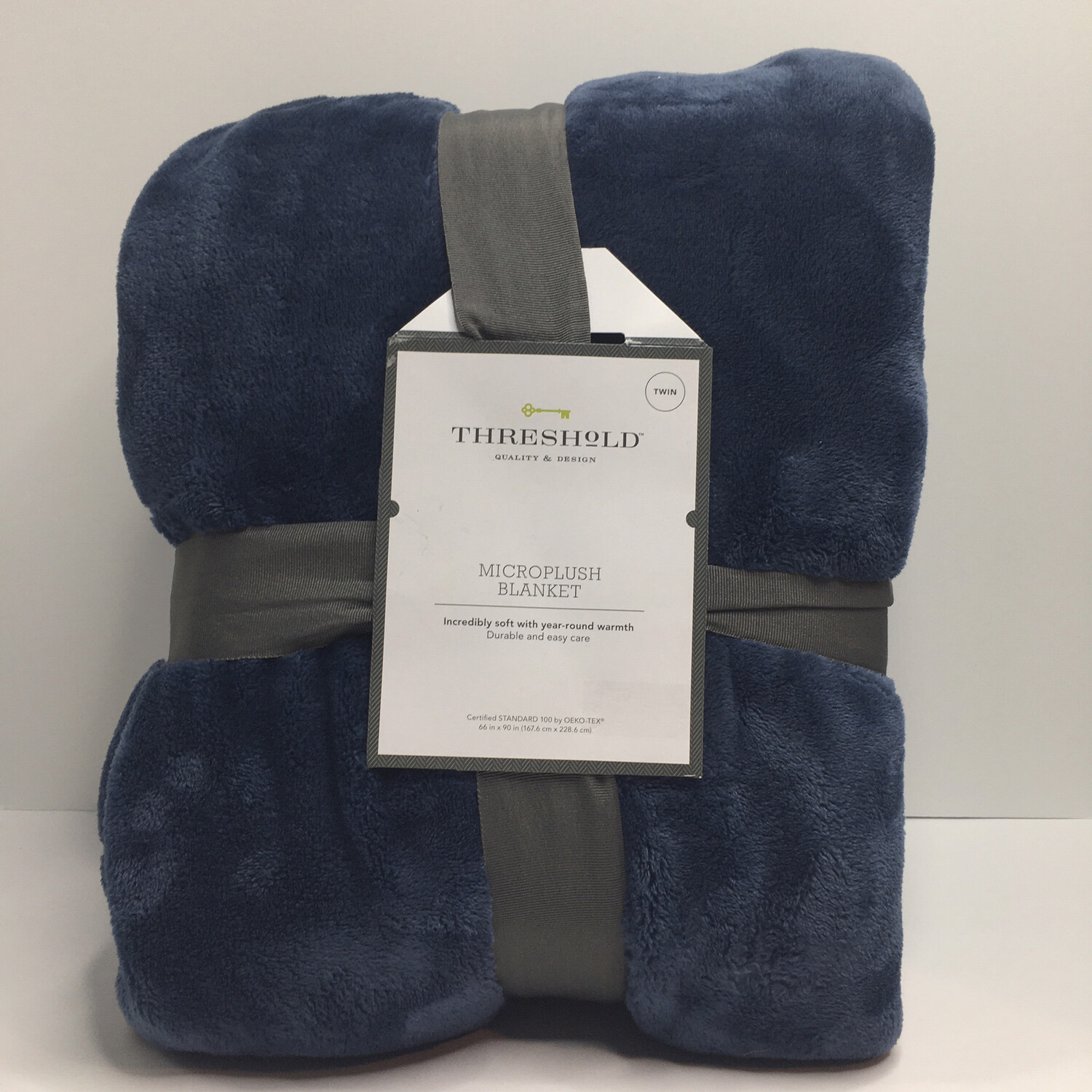 Microplush Bed Blanket Twin Metallic Blue - Threshold