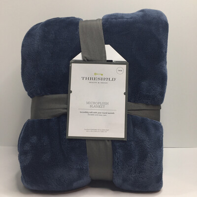Microplush Bed Blanket Twin Metallic Blue - Threshold