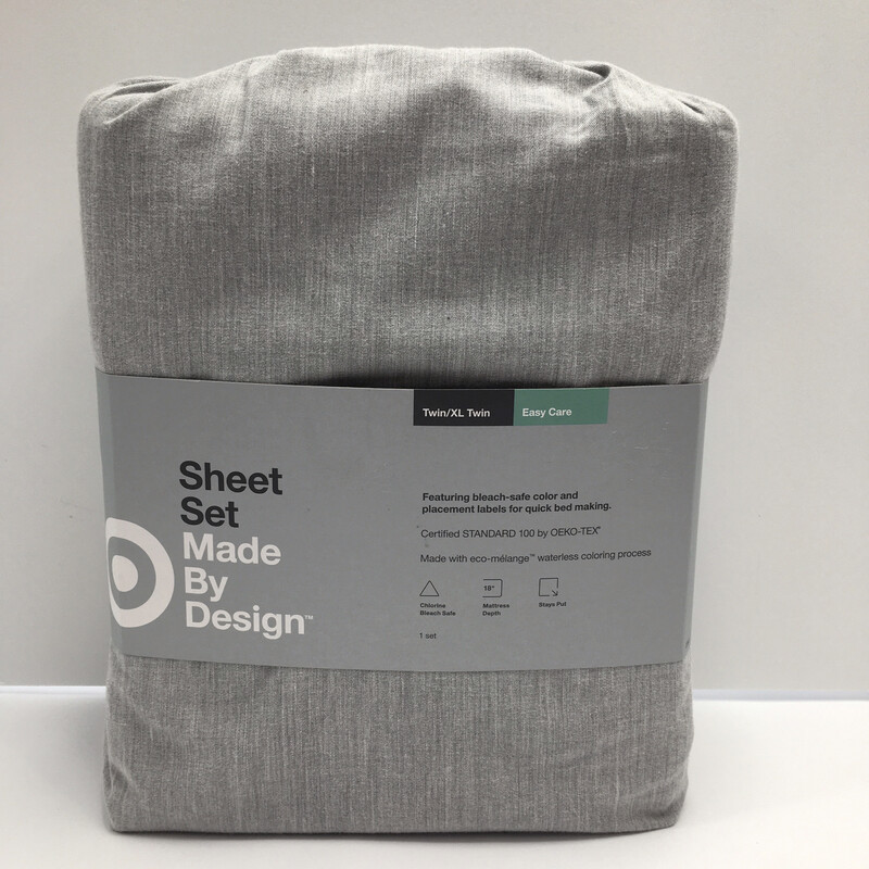 Twin/Twin XL Easy Care Sheet Set Gray - Made By Design