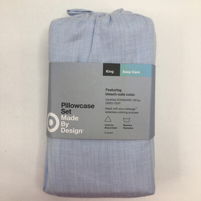 Made By Design Solid Easy Care Pillowcase Set - Light Blue Size: King