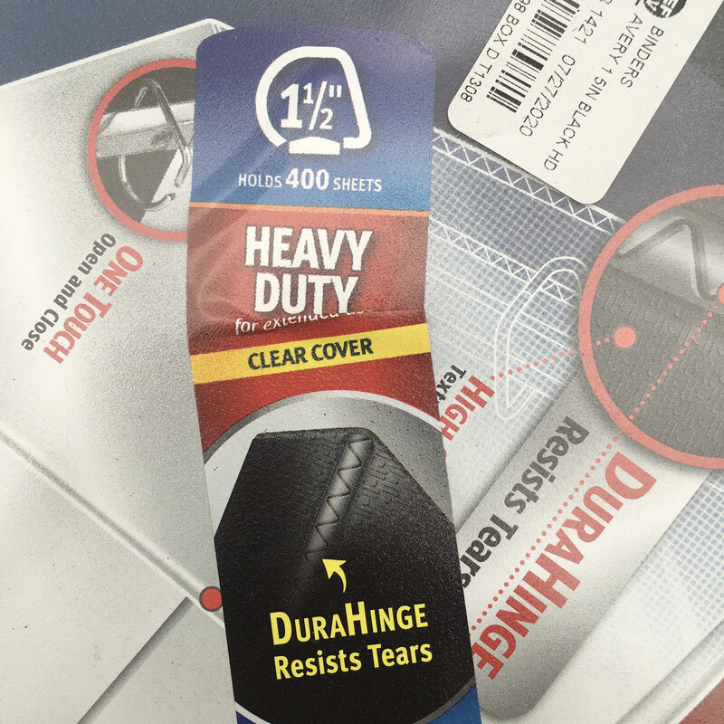 Avery 375 Sheet 1.5" Heavy Duty Nonstick View Ring Binder Black