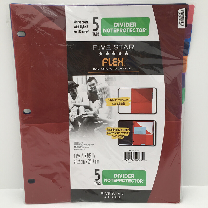 Mead Five Star Folder Binder Insert 5 Tabs - Multi