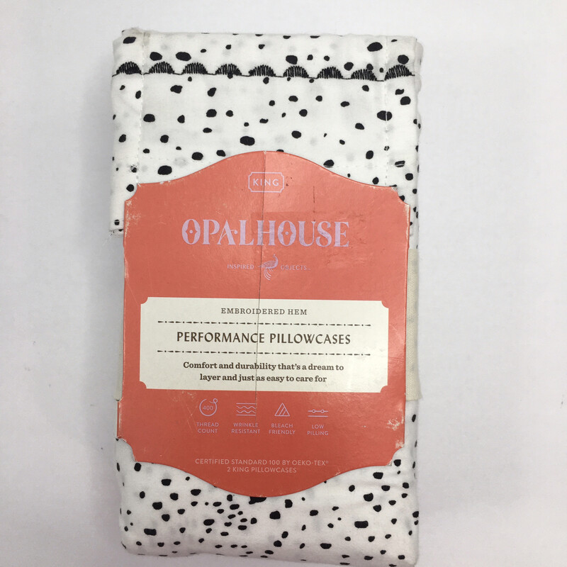 Opalhouse Dotted Print Cotton Pillowcase Set - White/Black - Size: King
